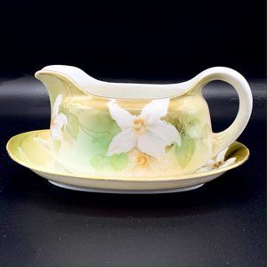 Vintage PS Germany Hand-painted Gravy Bowl Set